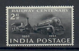 INDIA 1953 - 100° FERROVIE - TRENI  - SERIE COMPLETA - MNH/** - Nuovi