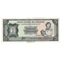 Billet, Paraguay, 5 Guaranies, L1952, KM:195a, TTB+ - Paraguay