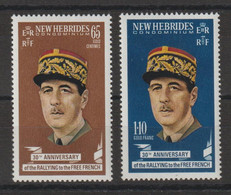 Nouvelles-Hébrides Légende Anglaise 1970 Général De Gaulle 296-297, 2 Val ** MNH - Unused Stamps