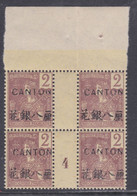 Canton N° 34 XX :  2 C. Lilas-brun Sur Paille En Paire Millésime 4  Sans Charnière Gomme Coloniale Sinon TB - Unused Stamps