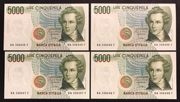 5000 LIRE Vincenzo Bellini Serie A 1985 Fds 4 Es. Consecutivi Da Mazzetta LOTTO 3841 - 5.000 Lire