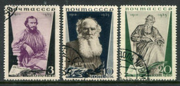 SOVIET UNION 1935 Tolstoy Death Anniversary Perforated  14 Used.  Michel 536A-538A - Used Stamps