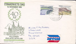 HILLERØD PHILATELISTKLUB Frimærkets Dag Cachet Air Mail Label Brotype HERNING (Sinding) 1971 Cover Brief USA (Cz. Slania - Lettres & Documents