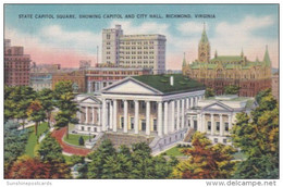 Virginia Richmond State Capitol Square Showing Capitol Building And City Hall 1949 - Richmond