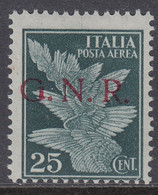 ITALY - 1944 R.S.I. - N.A117/I Emiss. BRESCIA I° Tipo  - Cv 80 Euro - Con CERTIFICATO  Linguellato - MH* - Luftpost