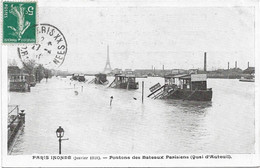 75 Paris 75016  -  Inondations 1910  -   Pontons Des Bateaux Parisiens  Quai  D'auteuil - Arrondissement: 16