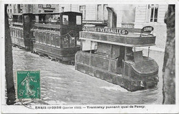 75 Paris 75016  -  Inondations 1910  -   Tramway Passant Quai De Passy - Arrondissement: 16