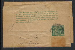 AUSTRALIE Queensland Ca. 1890:  Bande Pour Journaux  Entier De 1/2c  D'Ipswich Pour Londres - Cartas & Documentos