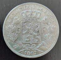 Belgium 1867 - 5 Fr. Zilver - Leopold II - Morin 154 - Pr - 5 Frank