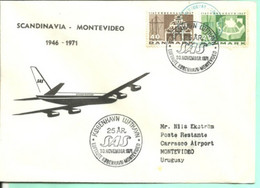 Enveloppe 25 Ans De Liaison SAS Scandinavie - Montevideo Le 30 Novembre 1971 - Poste Aérienne