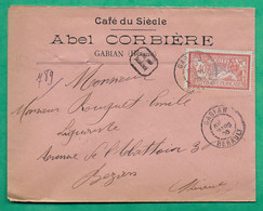 N°119 MERSON RECOMMANDE GABIAN HERAULT ENVELOPPE PUB CAFE DU SIECLE POUR BEZIERS 1906 LETTRE COVER FRANCE - 1877-1920: Semi-Moderne