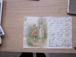 Old Litho Postcards Costumes  Postkarte Mit Blumenduft - Mode