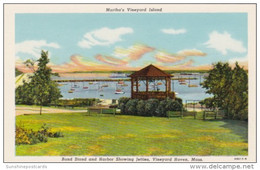 Massachusetts Cape Cod Vineyard Haven Band Stand And Harbor Showing Jetties Curteich - Cape Cod