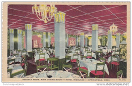 Massachusetts Springfield Regency Room Main Dining Room Hotel Highland 1952 Curteich - Springfield