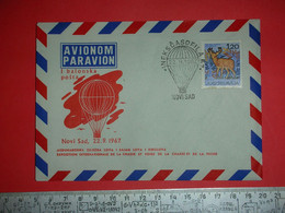 R,Yugoslavia Balloon Post,air Mail Cover,Hunting And Fishing Exposition Novi Sad Fair Stamp,rare - Luftpost