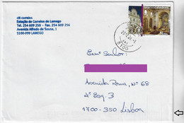 Portugal 2009 Cover From Lamego To Lisbon Stamp Santarém Cathedral Electronic Sorting Marks - Covers & Documents