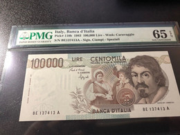 Italy 100000 Lire 1983 P11b Graded 65 EPQ Gem Uncirculated By PMG - 100000 Liras
