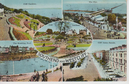 CPA Southend And Westcliff (avec 5 Vues : Cliff Gardens, The Pier, The Boating Pool, Cliff Town Parade) - Southend, Westcliff & Leigh
