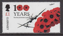 2021 Guernsey British Legion Military Aviation Air Force Complete Set Of 1  MNH @  BELOW FACE VALUE - Guernsey