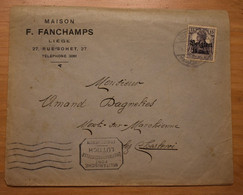 Enveloppe - De Liège à Charleroi - 29-08-1917 - Timbre Allemand Avec Surcharge, Cachet Censure Militaire - Duitse Bezetting