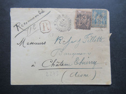 Frankreich 1893 Sage MiF Recommande / Reco Einschreiben Stempel Paris 9 Affranchissements - 1876-1898 Sage (Type II)