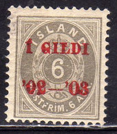 ISLANDA ICELAND ISLANDE 1902 1903 STAMPS OF 1882-1901 1 GILDI OVERPRINTED AUR 6a MLH - Neufs