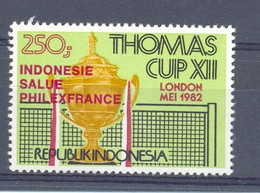 Mgm1116 THOMAS CUP SPORTS BADMINTON OVERPRINT RED INDONESIA 1982 PF/MNH - Badminton