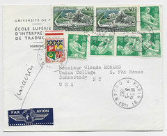 MOISSONNEUSE 10CX4+ 50CX2+5C BLASON  DEFAUT LETTRE AVION PARIS 91 3.5.1962 POUR USA - 1957-1959 Mäherin