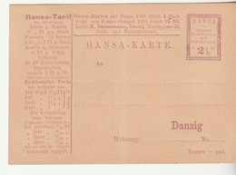 Carte Entier Postal Allemagne / Poste Locale Danzig / Hansa - Entiers Postaux