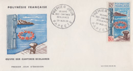 Enveloppe  FDC  1er Jour  POLYNESIE   Oeuvre  Des  Cantines  Scolaires   1965 - FDC