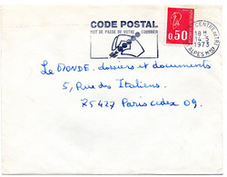 ALPES Mmes - Dépt N° 06 = NICE CENTRE De TRI 1973 = FLAMME à DROITE = SECAP Illustrée 'CODE POSTAL / MOT DE PASSE ' - Codice Postale