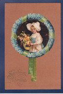 CPA Enfant Gaufré Embossed écrite Myosotis - Sonstige & Ohne Zuordnung