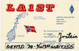 QSL Card Amateur Radio Funkkarte Norway Norge Jostein Hoelsaeter Gullverket Eidsvoll Norway QSO 1978 - Amateurfunk