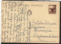 CARTOLINA POSTALE DEMOCRATICA STEMMA LIRE 1,20 (INT. 124)  VIAGGIATA 10.3.46 NON TIMBRATA DA REGGIO CALABRIA - Interi Postali