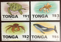 Tonga 1994 High Values Marine Life Set Turtles Crabs Shells Fish MNH - Marine Life