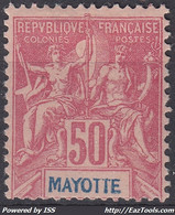 MAYOTTE : TYPE GROUPE 50c ROSE N° 11 NEUF * GOMME AVEC CHARNIERE - Neufs