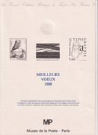 Document Philatélique Officiel Collection Historique De France Meilleurs Vœux 1988 Musée De La Poste 2407 2446 2448 - Documents Of Postal Services