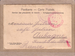 ALLEMAGNE BOUCHES DU RHÔNE - GEFANGENENKOMPAGNIE TRUPPENLAGER - CARTE CAMP DE GRAFENWÖHR POUR AUBAGNE - 1915 - Cartas