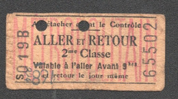 ANCIEN TICKET DE METRO PARIS ALLER ET RETOUR 2EME CLASSE  D631 - Europe