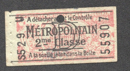 ANCIEN TICKET DE METRO PARIS  2EME CLASSE  D632 - Europa