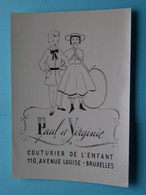 PAUL Et VIRGINIE > Couturier De L'enfant / 110 Avenue Louise à BRUXELLES> ( Zie Scans ) Carte +/- 13,5 X 9,5 Cm.! - Visitenkarten