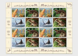 UN 2022 United Nations Endangered Species Wildlife Staghorn Coral, Gecko, Devil Ray, Poison Frog, Amphibian MNH (**) - Unused Stamps