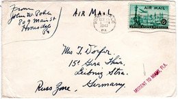USA 1947, 15 C. Auf Luftpost Brief V. Honesdale M. Stpl. MISSENT TO MIAMI, FLA.  - Other