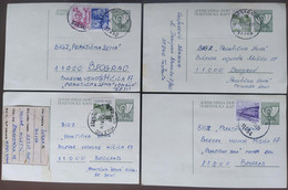 Yugoslavia 4 Travelled Postal Cards - Brieven En Documenten