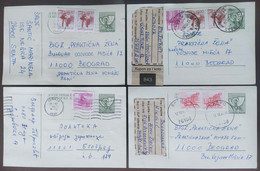 Yugoslavia 4 Travelled Postal Cards - Covers & Documents