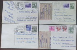 Yugoslavia 4 Travelled Postal Cards - Lettres & Documents