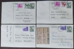 Yugoslavia 4 Travelled Postal Cards - Covers & Documents