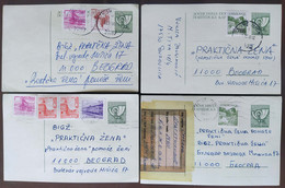 Yugoslavia 4 Travelled Postal Cards - Lettres & Documents