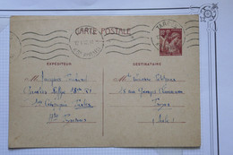 O 17 FRANCE   BELLE CARTE LETTRE ENTIER 1942 TARBES  POUR TROYES+ TEMOIGNAGE MERE  + AFFR. PLAISANT - Storia Postale