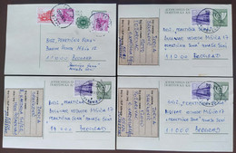 Yugoslavia 4 Travelled Postal Cards - Lettres & Documents